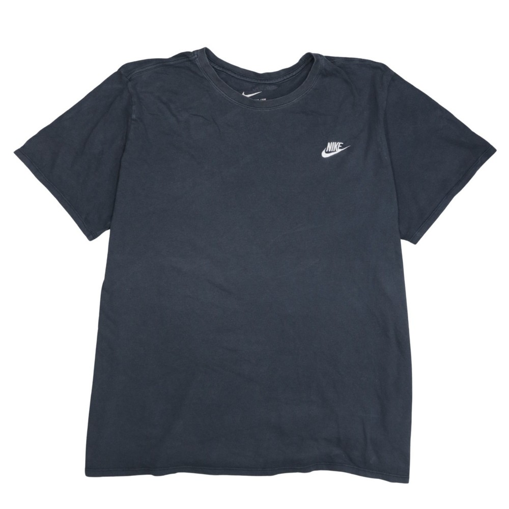 Nike Mens T Shirt Black Cotton Dri Fit Small Swoosh Logo Graphic Top XL