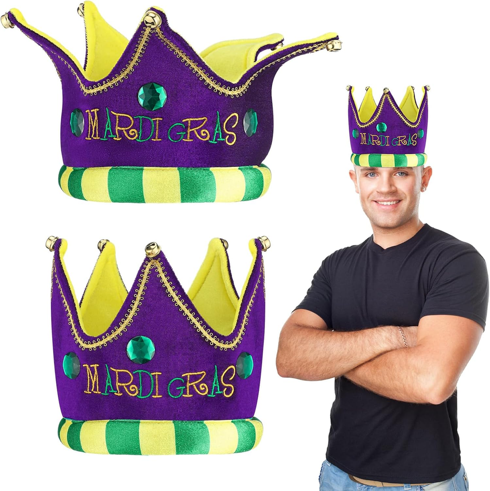 2 Pcs Mardi Gras Jester Royal Crown Mardi Gras King Crowns Hats the Jester for M