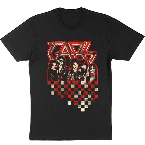 The Cars Short Sleeve Checkered Band  Shirt  All size unisex Black T-shirt