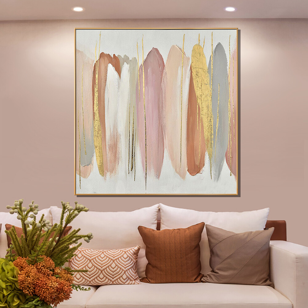 Gold Foil Abstract Art Paintings On Canvas Handmade Large Modern Decoration