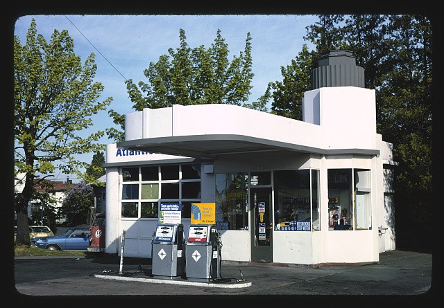 Photo:Portland Oregon 1976 Atlantic Richfield Gas Station Fuel Pumps