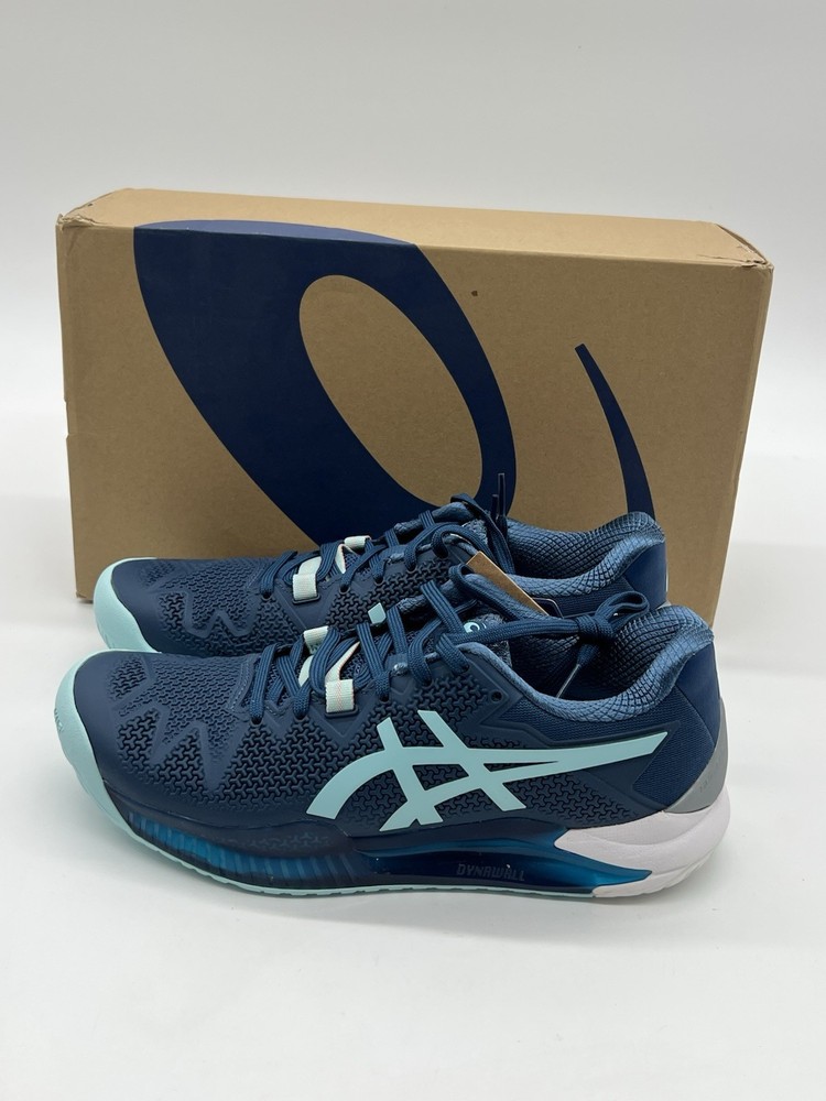 ASICS Gel-Resolution 8 Womens 9.5 Wide Clay Light Indigo Clear Blue Tennis Shoes