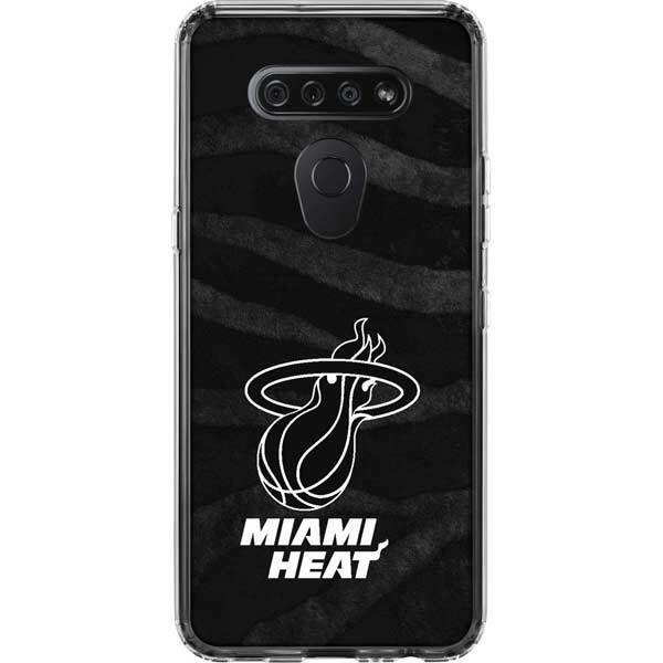NBA Miami Heat LG K51/Q51 Clear Case - Miami Heat Black Animal Print