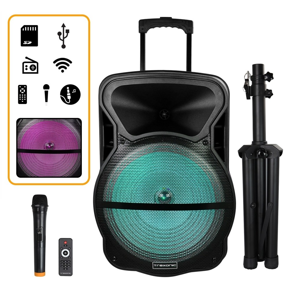Trexonic Combination 15 Inch Bluetooth Portable Speaker and Black