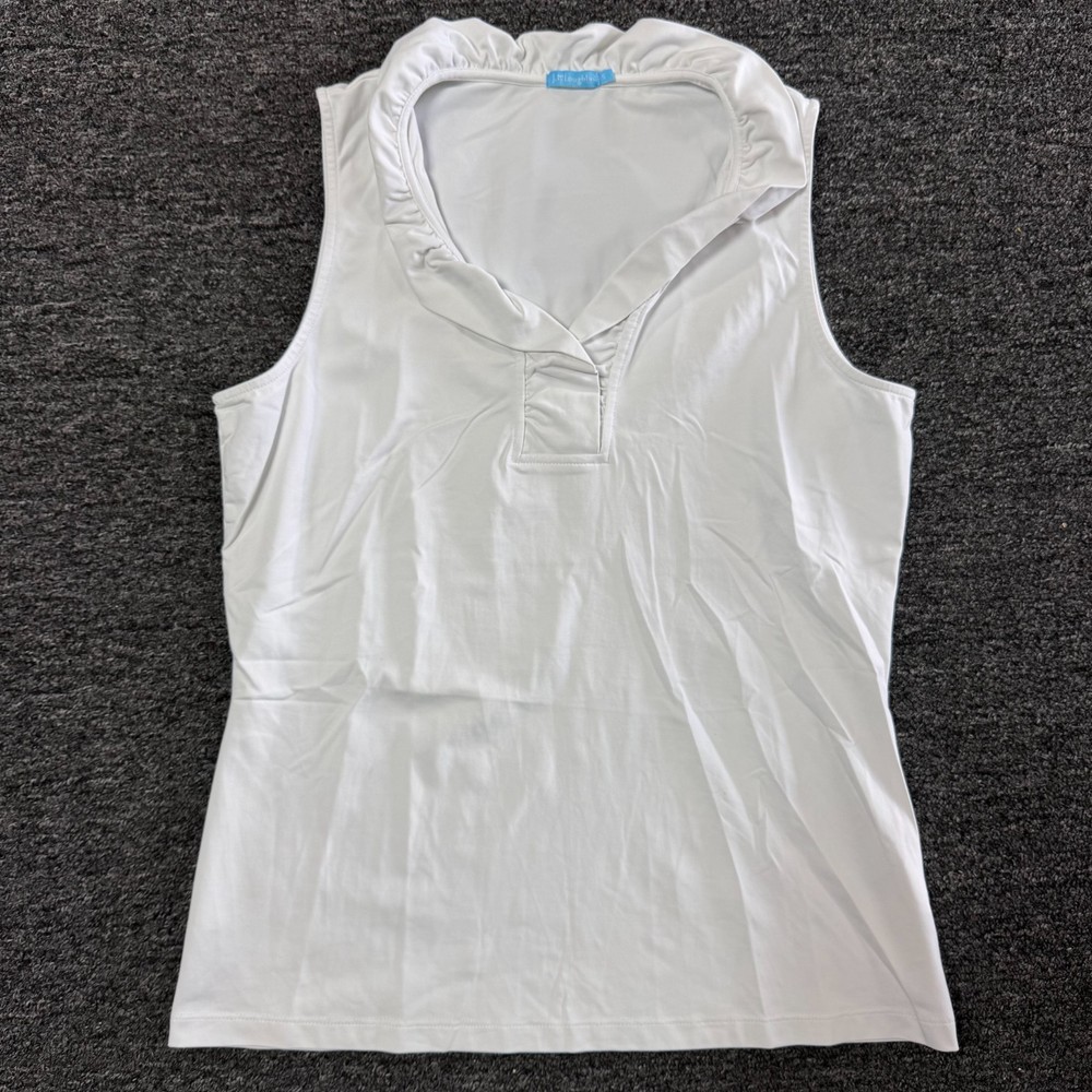 J McLaughlin Collared Coastal Tank Durham Sleeveless Blouse Top Sz S White
