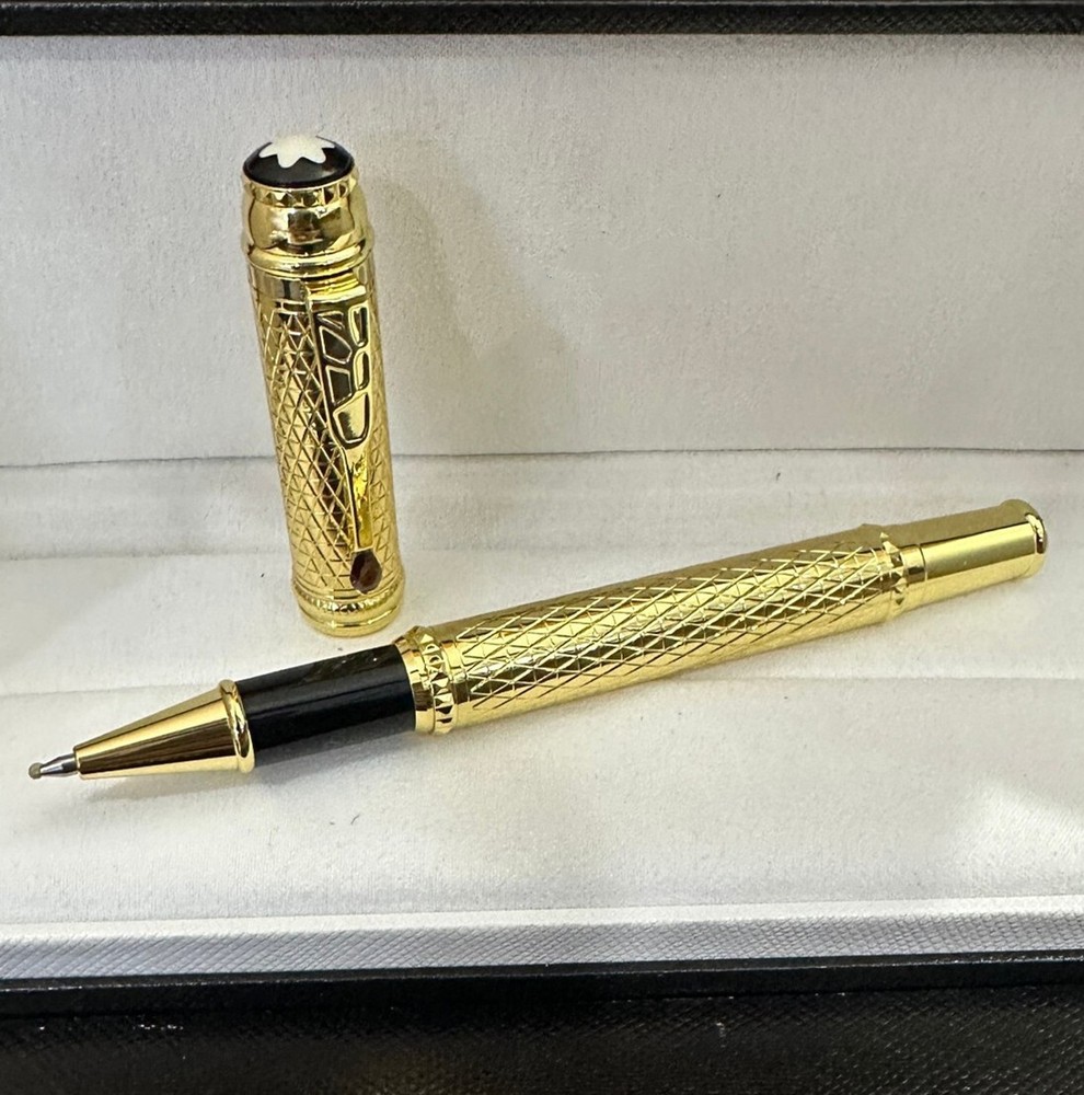 Deluxe Writers Series Gold Grid Color 0.7mm Rollerball Pen No Box