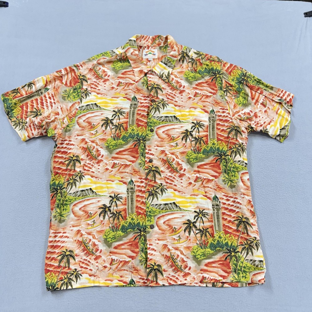 Pineapple Juice Shirt Mens XL Multicolor Hawaiian Short Sleeve Aloha Tropical