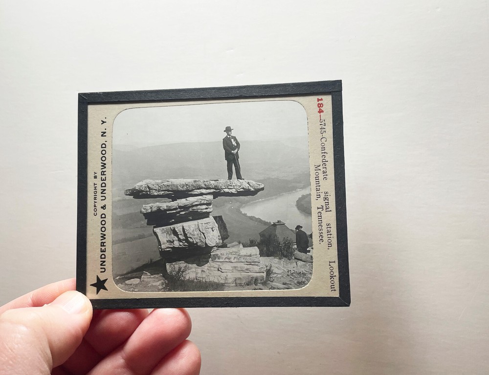 Civil War Confederate signal station Tennessee magic lantern glass slide