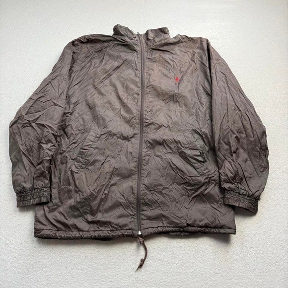 Vintage Polo Ralph Lauren Brown Full Zip Windbreaker Jacket Pony Logo XL