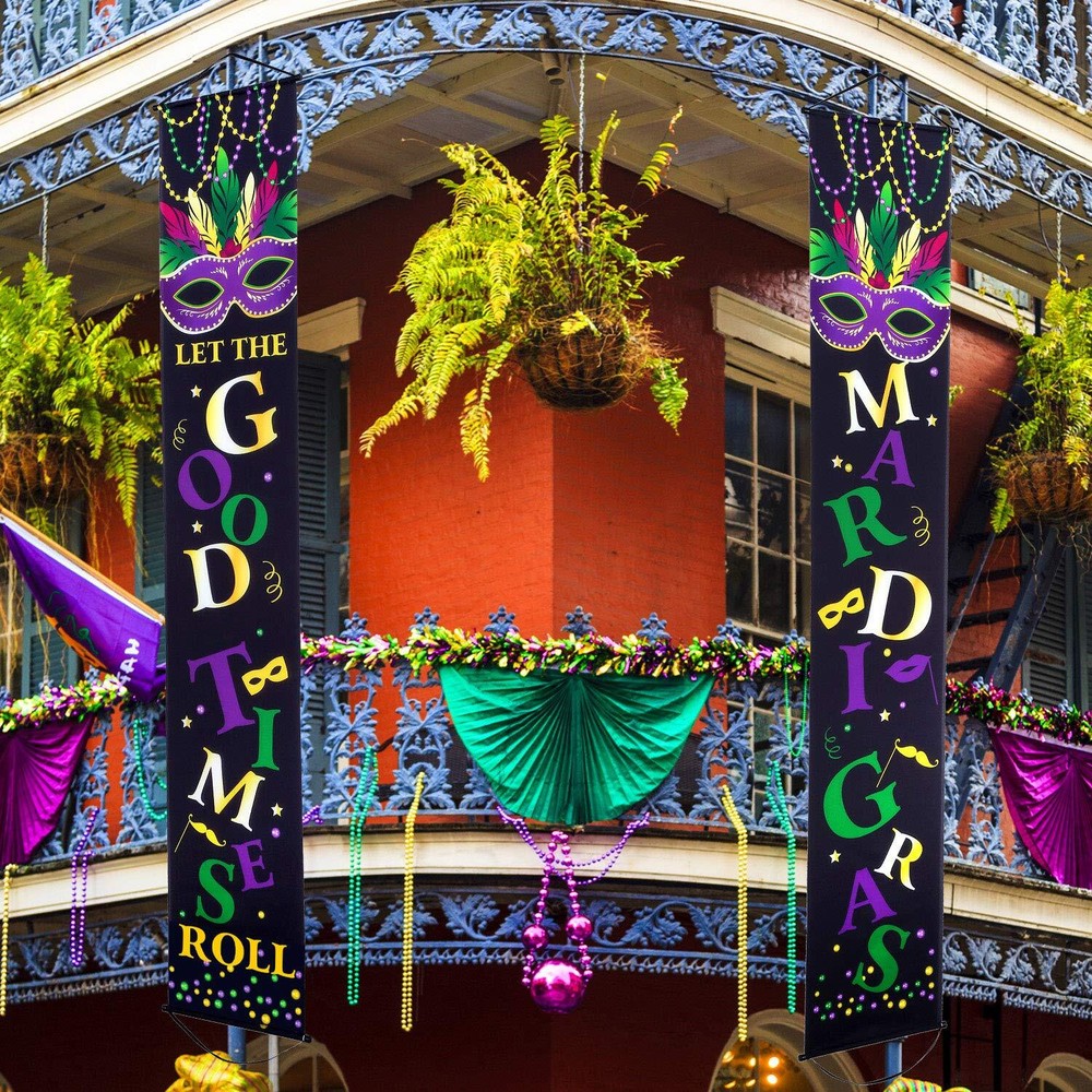 Mardi Gras Decoration Set Mardi Gras Porch Sign Welcome Banner Mardi Gras Han...