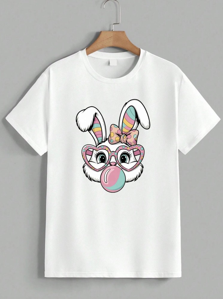 Cute Easter Bunny T-Shirt Graphic Tee Spring Holiday Egg Hunt Gift Unisex