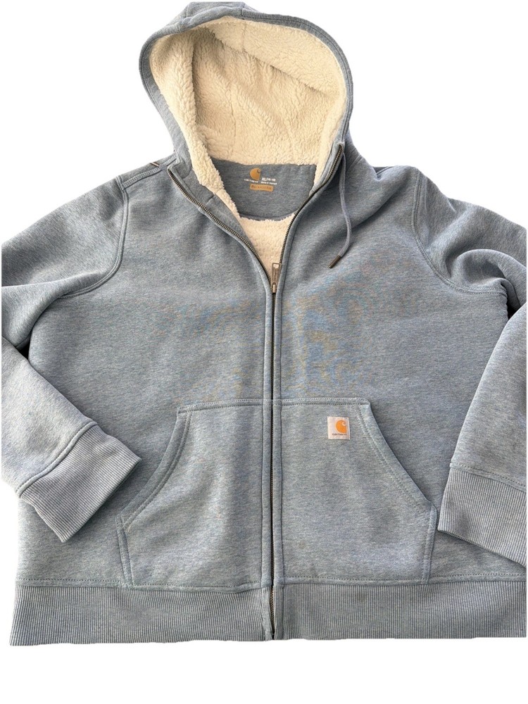 Carhartt Hoodie Clarksburg Sweatshirt Sherpa Lined Heather XL(16-18) Relaxed Fit