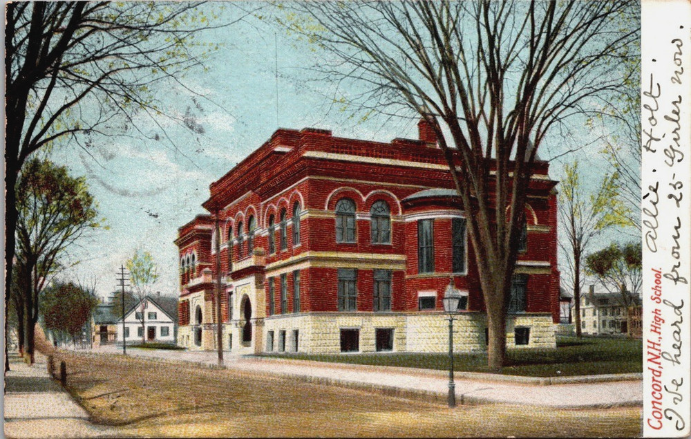 Concord New Hampshire High School, Street View, Vintage Postcard c1906