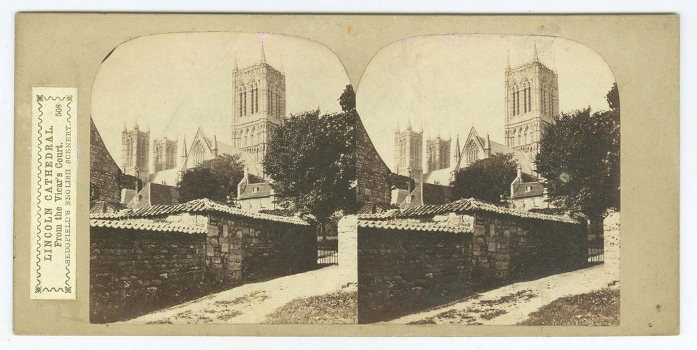 G2303~ ENGLAND – Lincoln Cathedral c.1860s Stereoview – WR Sedgfield