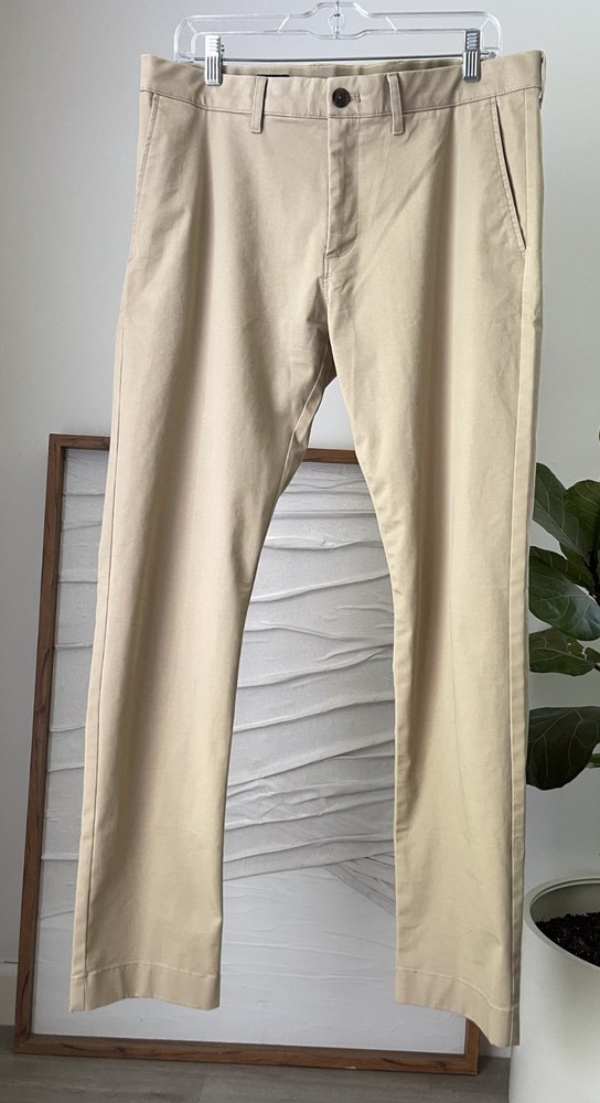 Men's J. CREW Flex Pants Khaki Slim Stretch Preppy Golf Chino Size 33 x 32