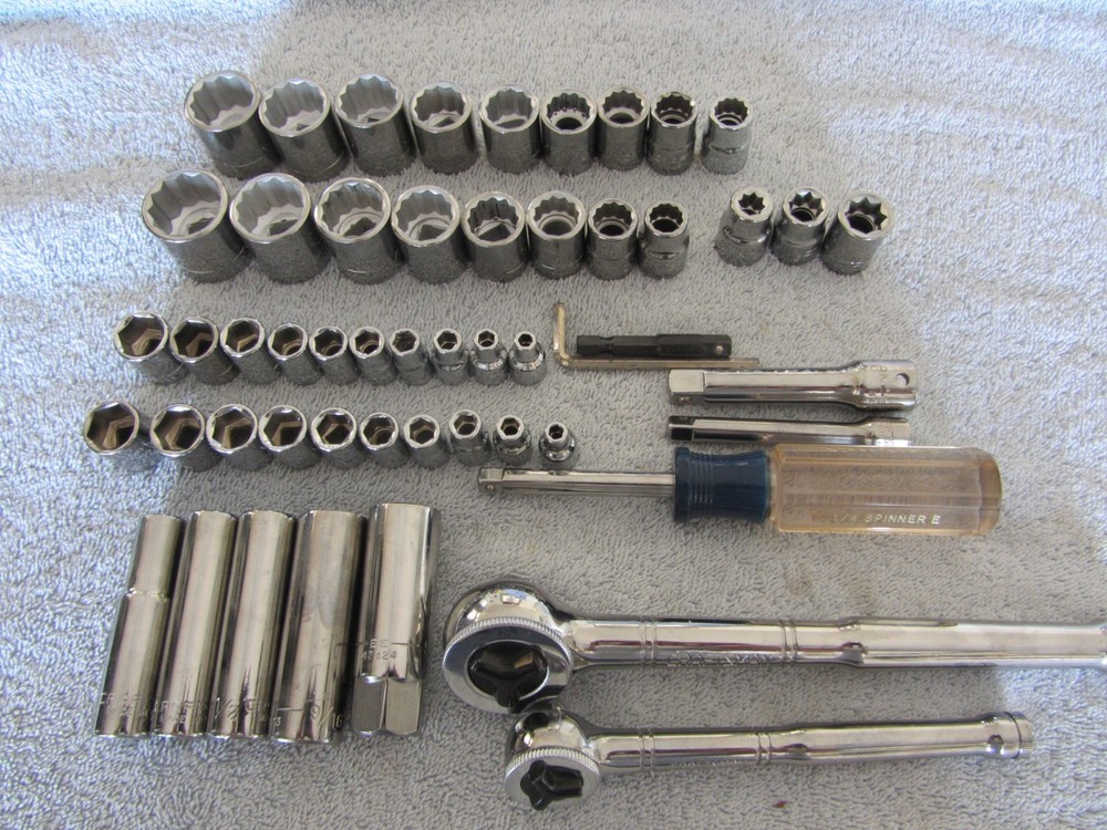 Vtg Craftsman Socket Ratchet Set 52pc EE series 1/4 3/8 drive Metric SAE
