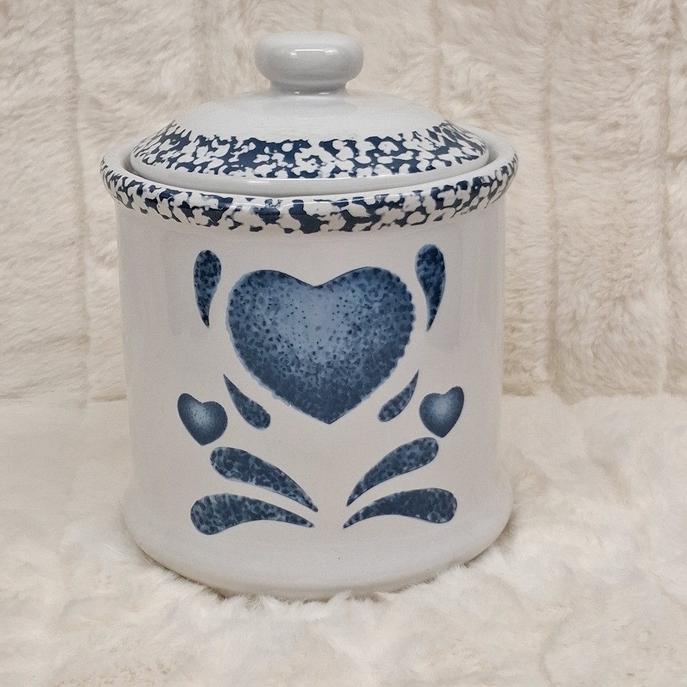 Vintage Blue Heart Spongeware 