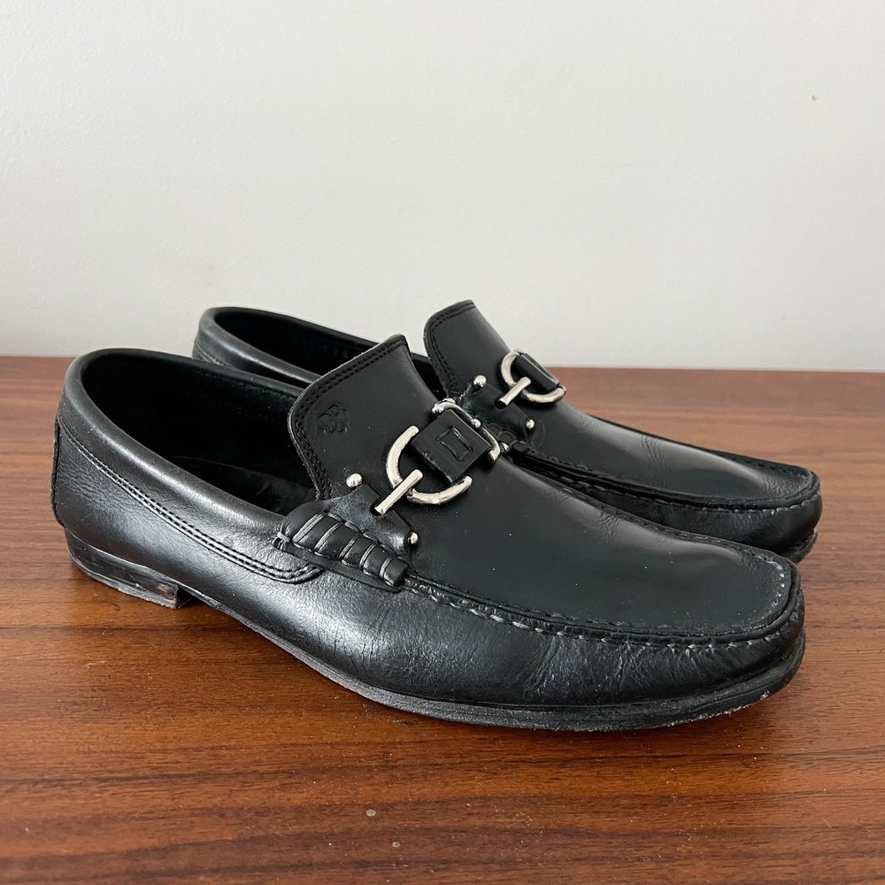 Donald Pliner Leather Horsebit Loafers Black Slip On Dress Shoes Men’s 8.5