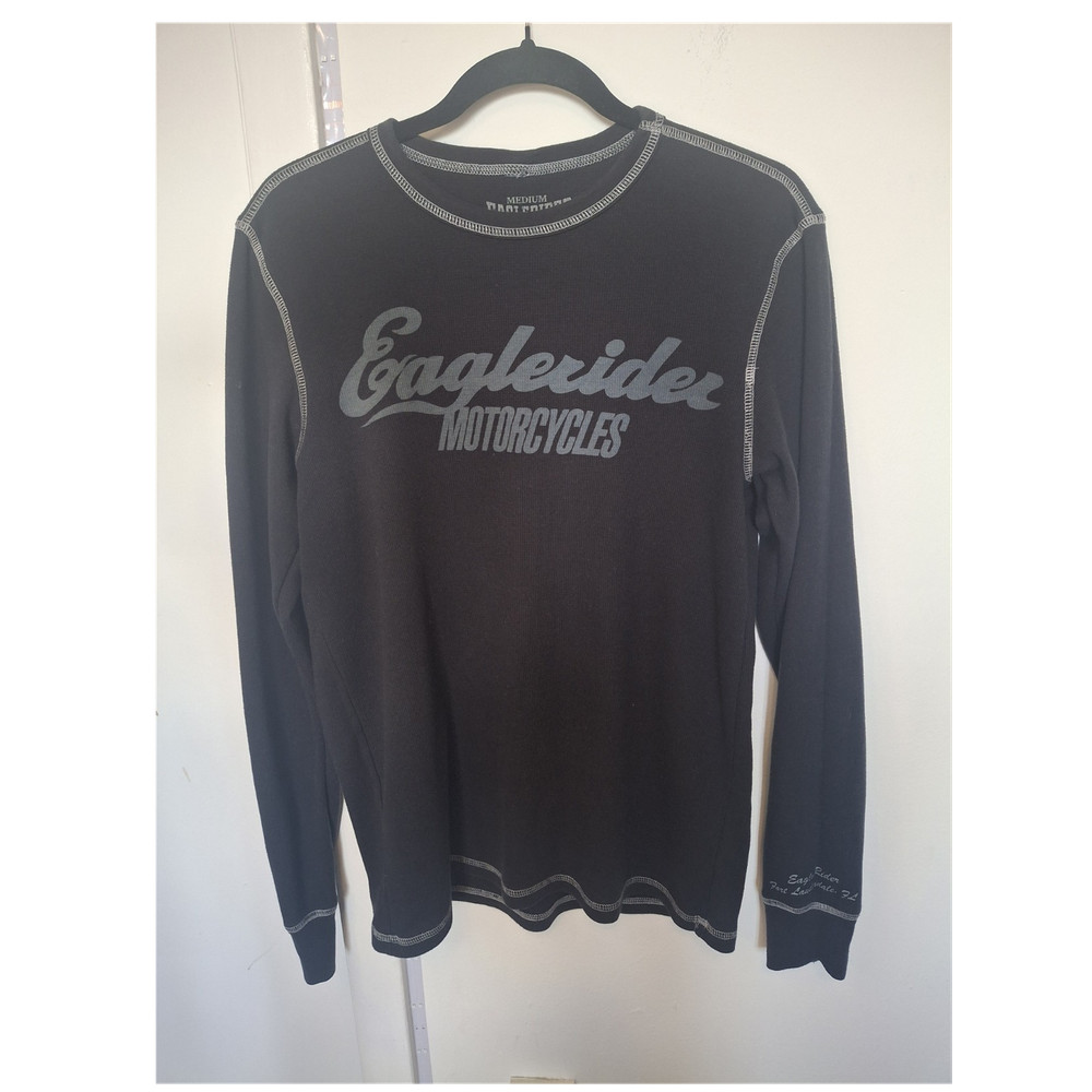 EagleRider Men's M Black Motorcycle Graphic Crew Neck Long Sleeve T-Shirt