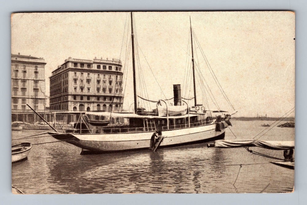 Italy- Naples The Small Port Of S Lucia Standard Postal Old PC Vintage Postcard