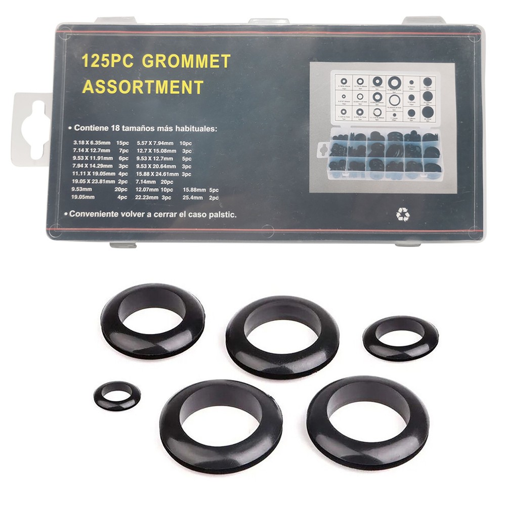 125PCS Rubber Grommet Kit for Firewall Holes and Electrical Wiring Protection