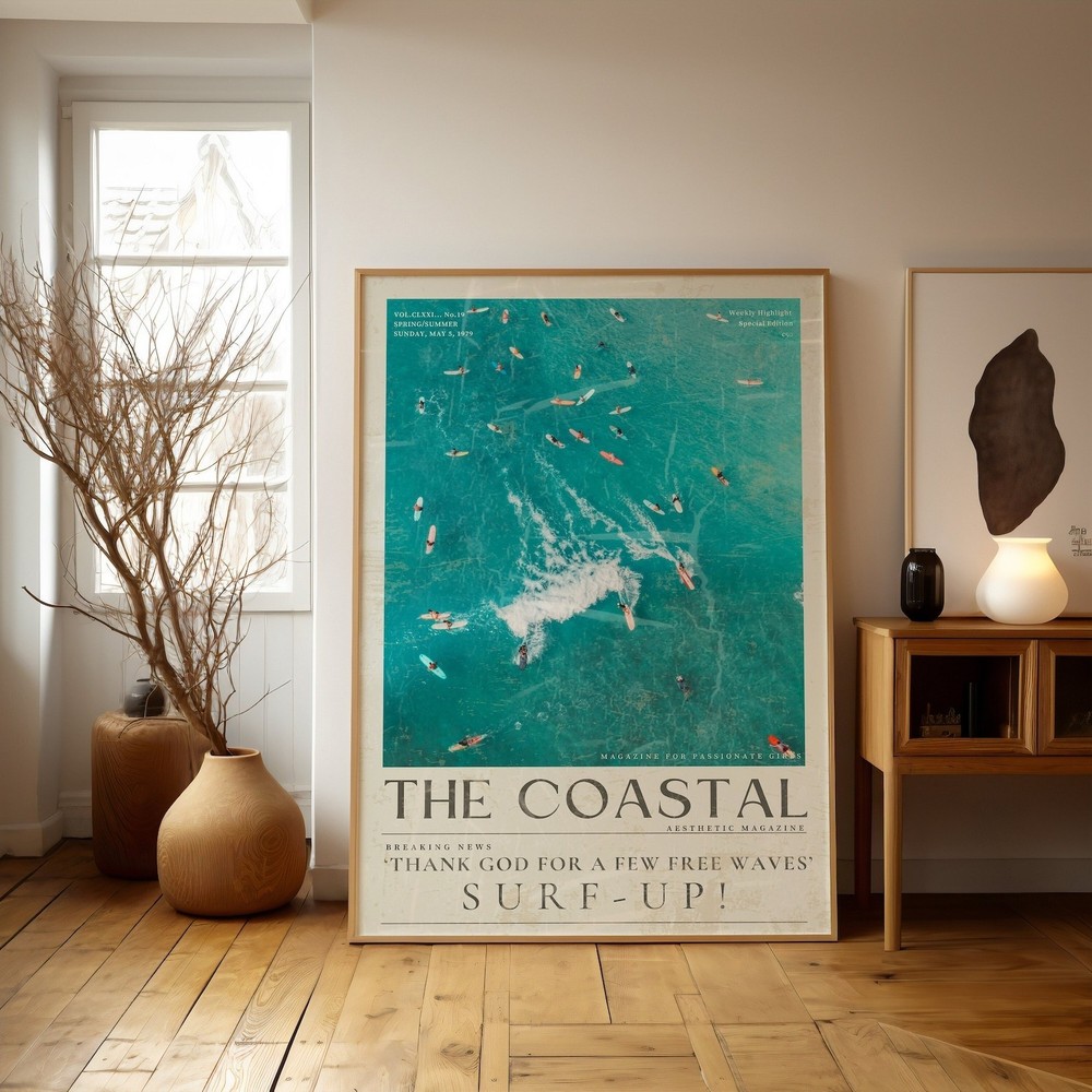 Retro Surf Wall Art 70s Beach Poster Coastal Ocean Print