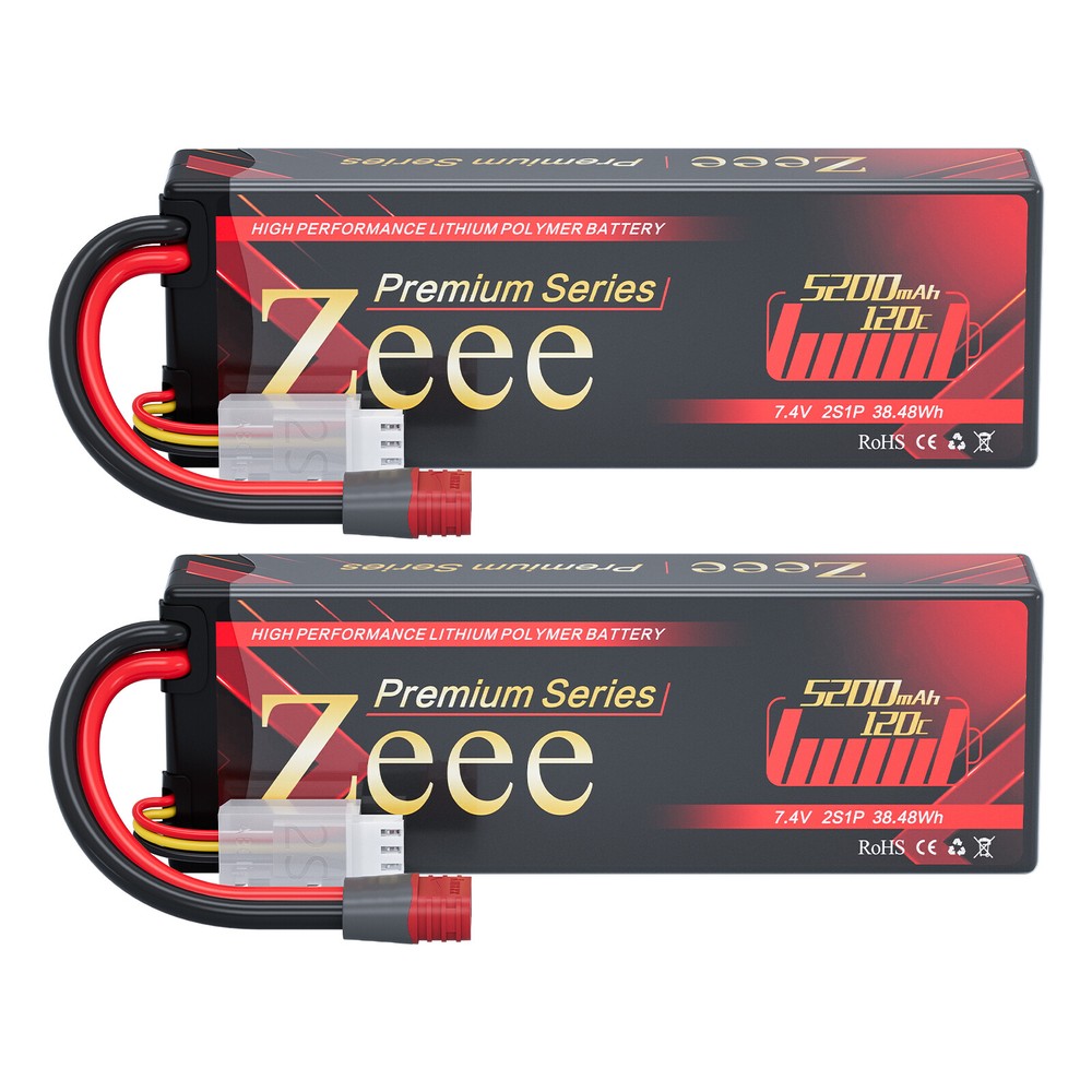 2x Zeee 7.4V 2S LiPo Battery 120C 5200mAh Deans for RC 1/8 1/10 Car Truck Boat