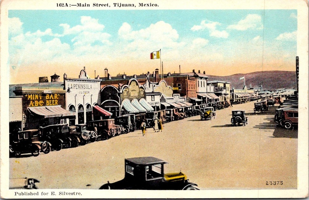Dr Jim Stamps Postcard Main Street Tijuana Mexico Street Scene Store Fronts