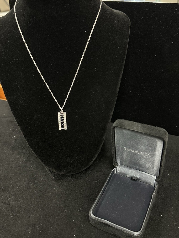 Tiffany & Co. Necklace Diamond 18K White Gold Atlas Pendant