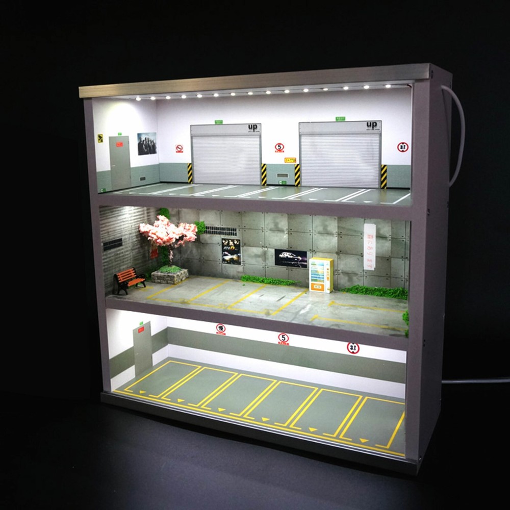 1 : 64 Parking Lot Display LED Lighting Car Garage,Diorama Connector Scene Model