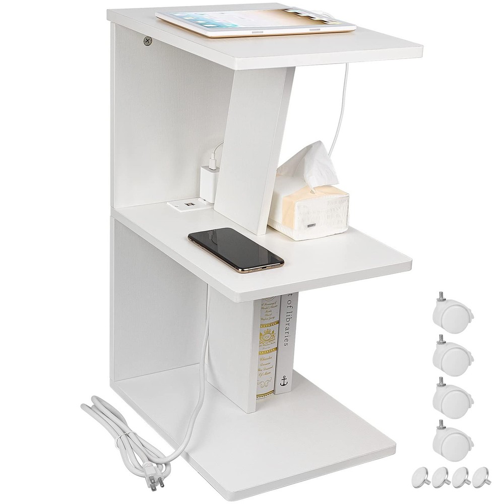 SZLHANJZ Narrow End Table, Small Side Table for Small Spaces, 3 Tier Modern N...