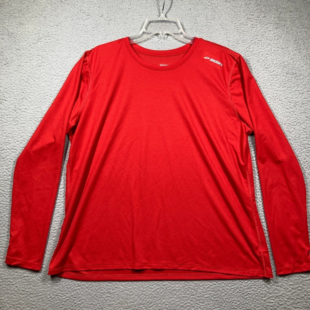 Brooks Long Sleeve Running Shirt Men XXL Red Performance 221093 Active Tee