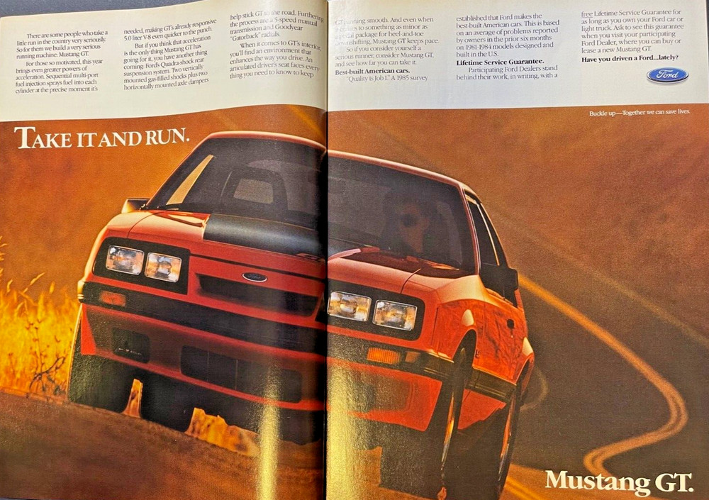 1985 Magazine Advertisement Ford Mustang GT