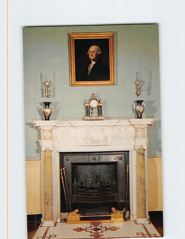 Postcard Marble Mantel in the Banquet Hall Mount Vernon Virginia USA