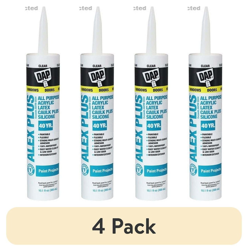 4-Pack Alex Plus 10.1 oz Clear All-Purpose Acrylic Latex Caulk with Silicone