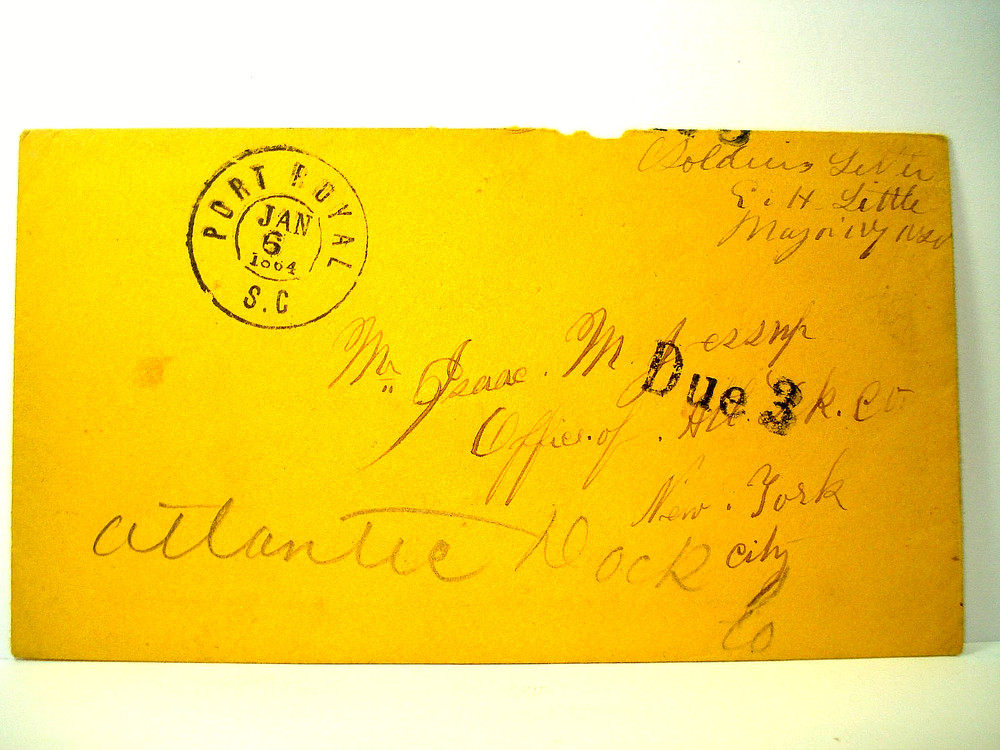 Civil War PORT ROYAL SC DUE 3 Cover MAJOR EDWARD H. LITTLE 127th NY INFANTRY