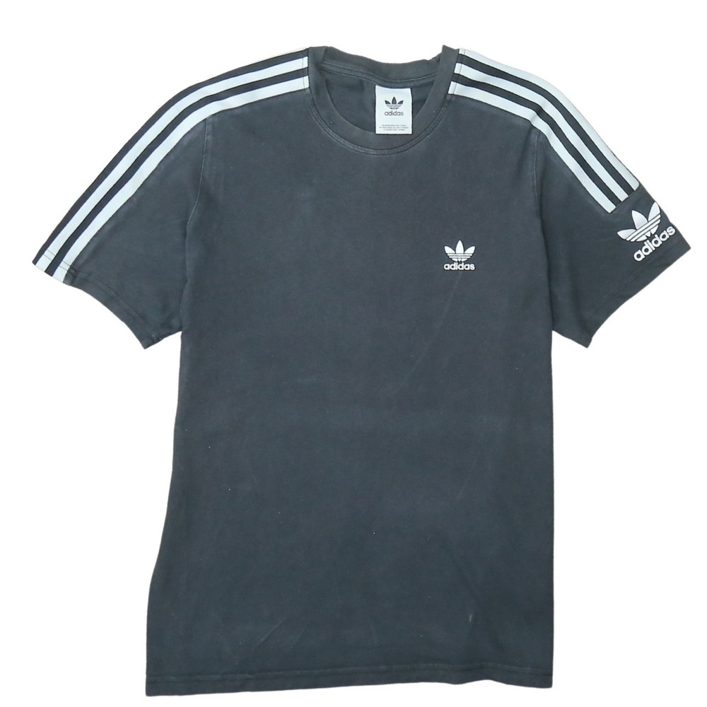 Adidas Mens T Shirt Black Cotton Trefoil Logo Three Stripe Sleeve Street Tee M