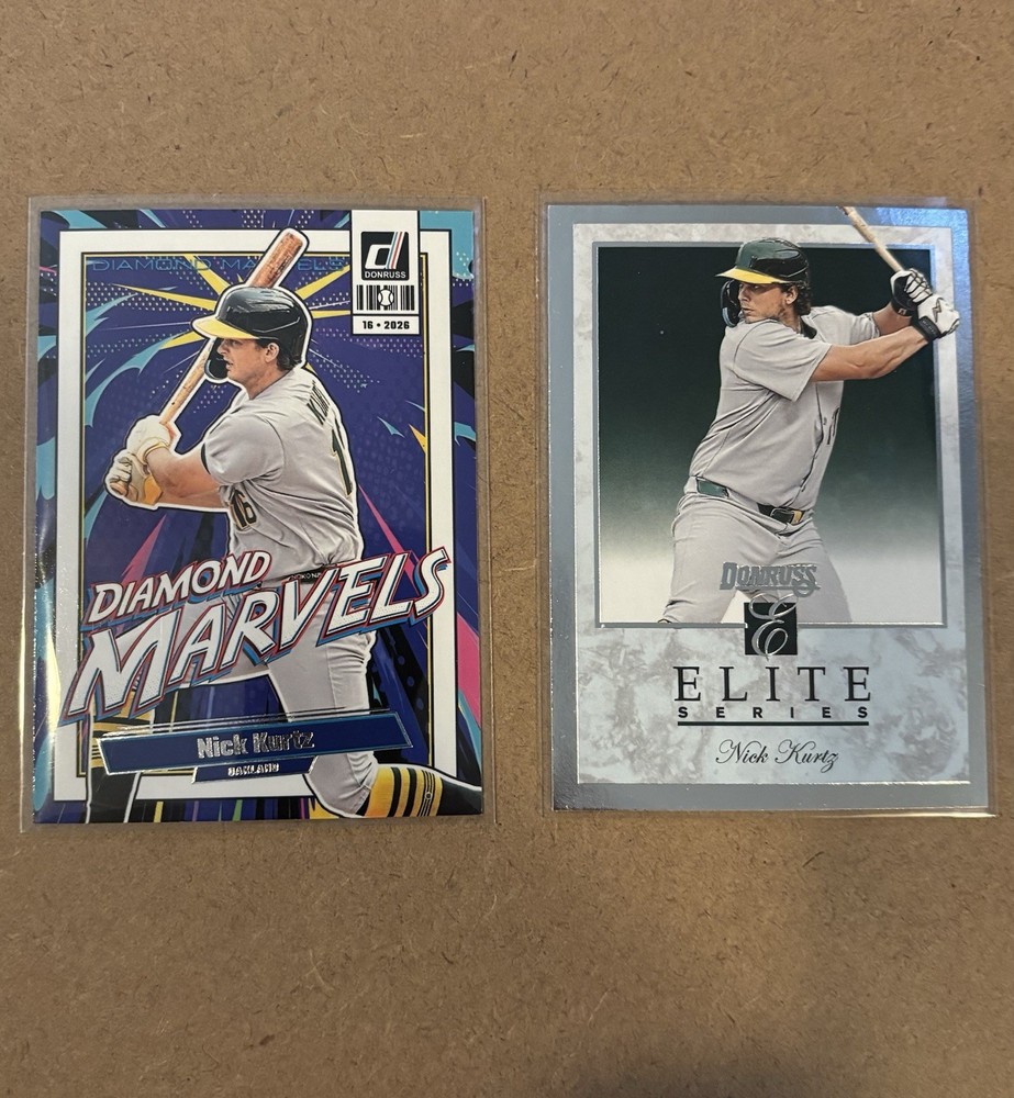 Nick Kurtz 2 Card Lot 2026 Donruss MLB Baseball Diamond Marvels Elite Oakland