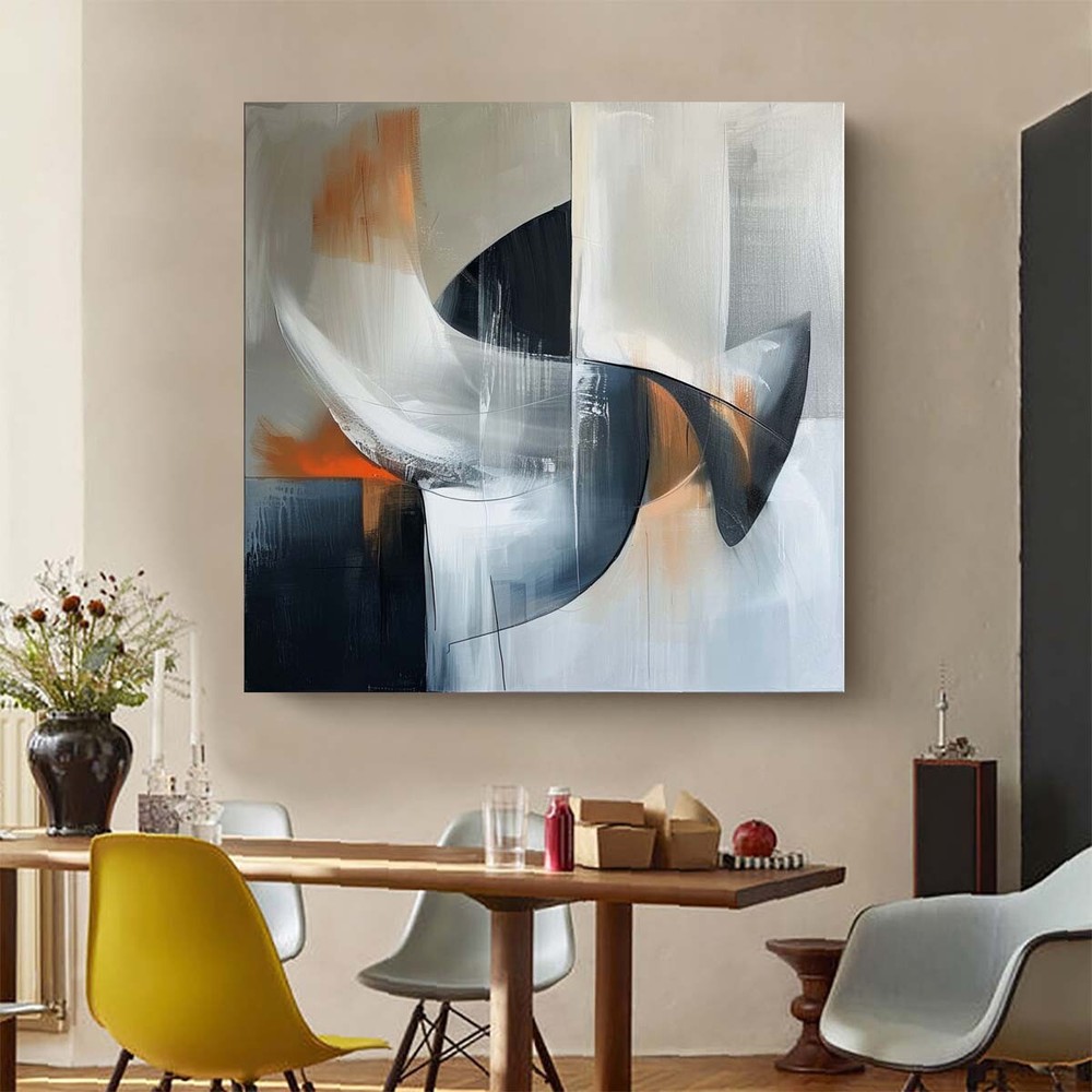 Large Original Modern Art Painting On Canvas Grey Abstract Artworks Handmade