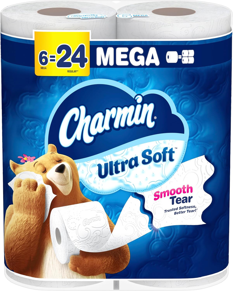 Charmin Ultra Soft Toilet Paper 6 Mega Rolls 224 Sheets 2 Ply Absorbent
