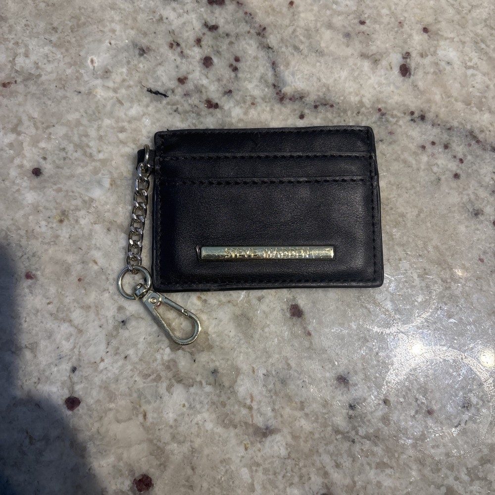 Steve Madden Black Mini Clip Credit Card Holder