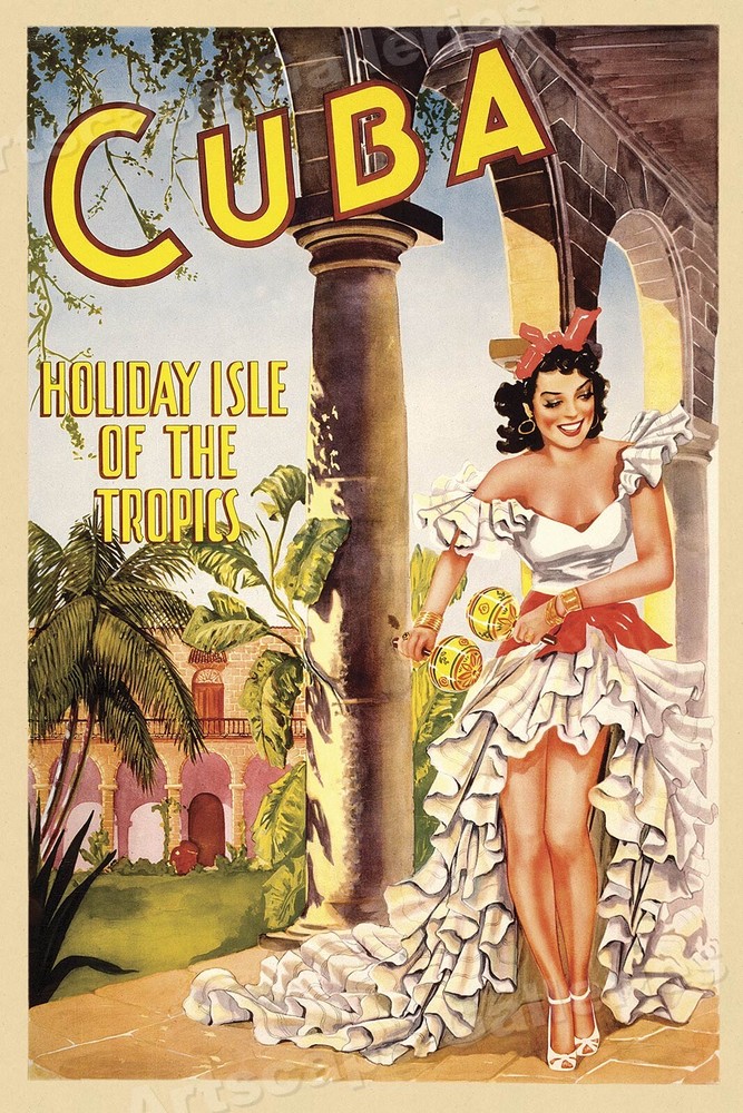 Cuba 1949 Holiday Isle Vacation Vintage Style Travel Poster - 16x24