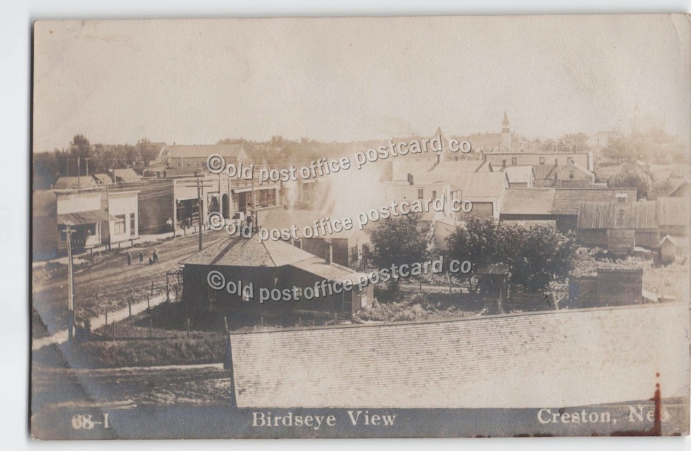 Creston, Nebraska-BEV of Main Street Scene-1908-Stores-RPPC Real Photo Postcard