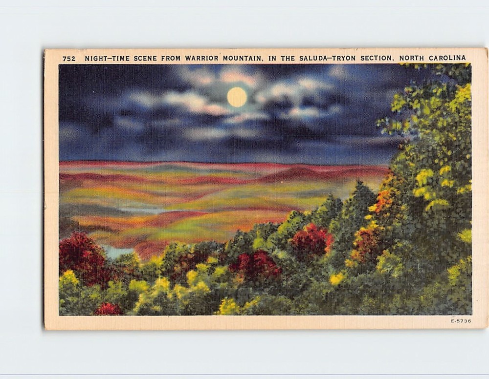 Postcard Night Time Scene From Warrior Mountain In North Carolina USA