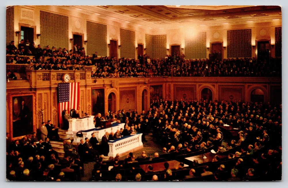 Washington DC~Joint Session of US Congress~Vintage Postcard