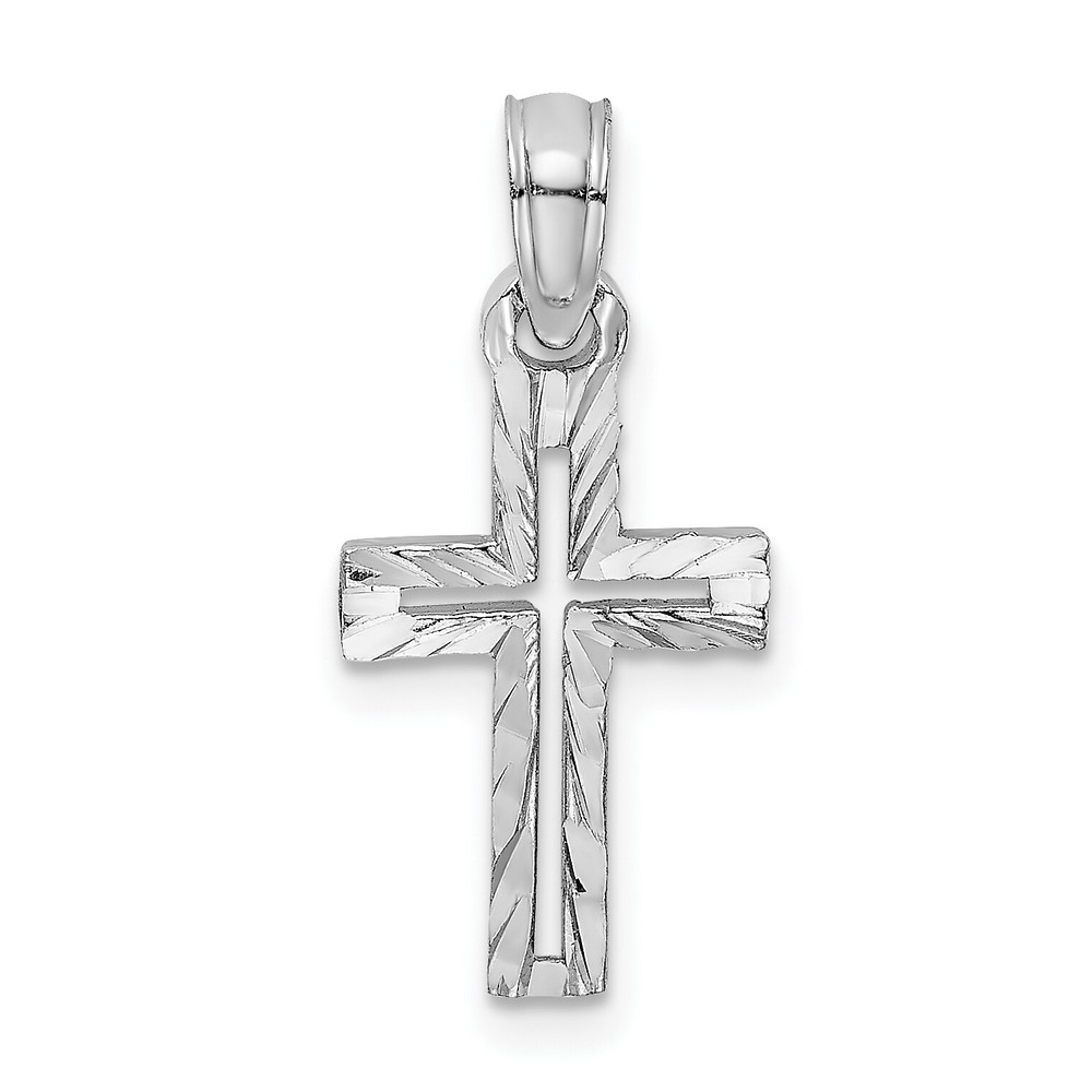 Avariah 14K White Gold Diamond Cut Cross Charm - 21.85mm