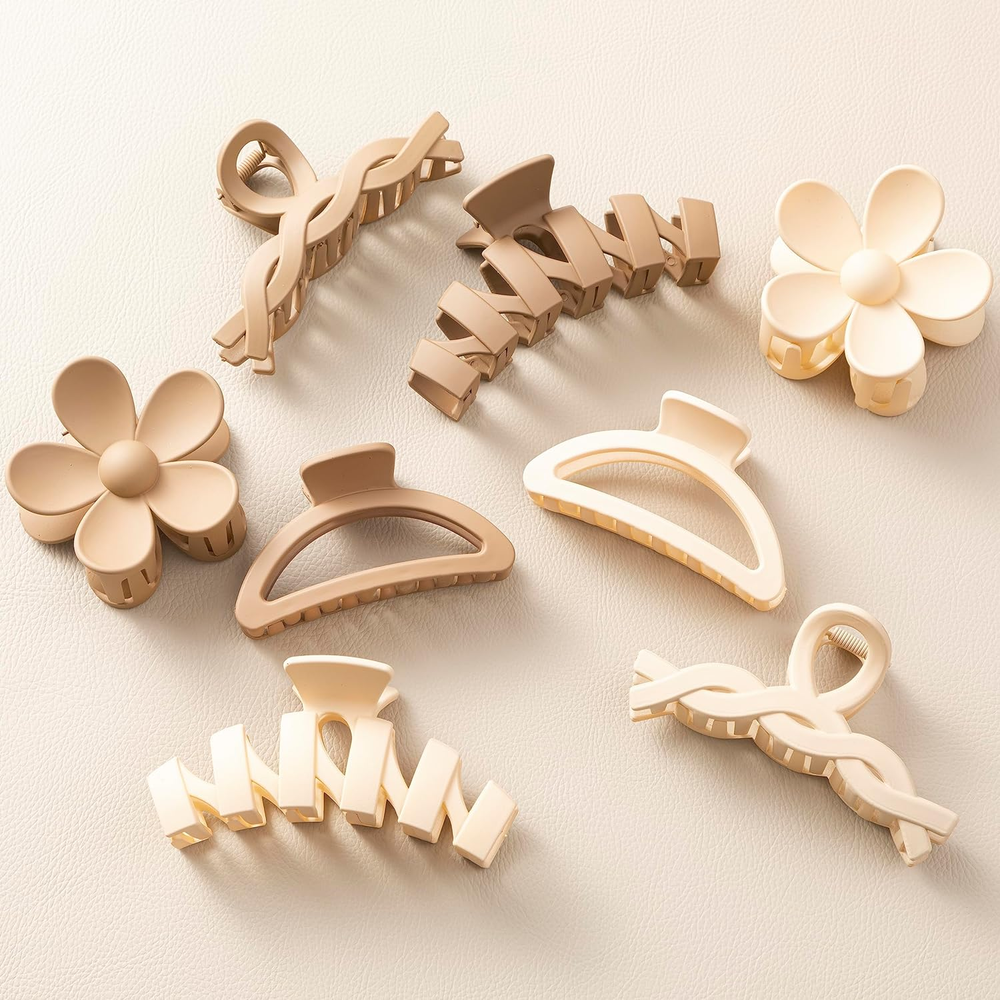 8PCS Hair Clips for Women, Flower Claw Clips for Thick Hair, Non-Slip Hair Acces