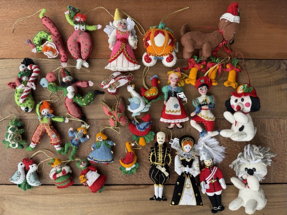 Vintage St. Nicolas British UK And Felts Christmas Ornaments Lot