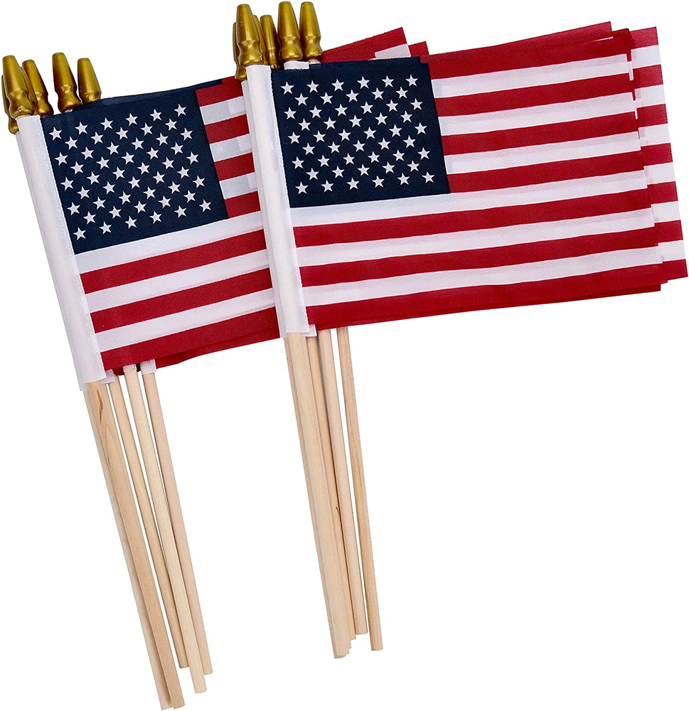 12 Pack Mini US Flags on Sticks for Outdoor and Indoor Use
