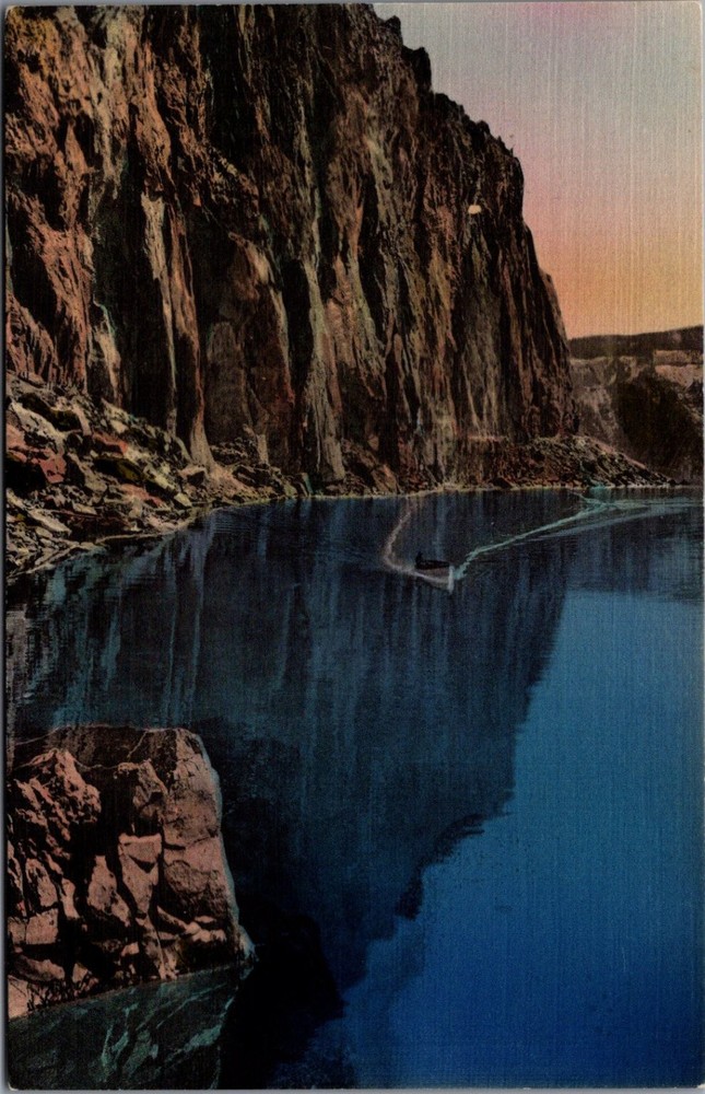 Crater Lake Oregon The Palisades Hand-Colored Vintage Postcard